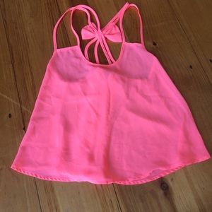 Neon pink sheer tank top
